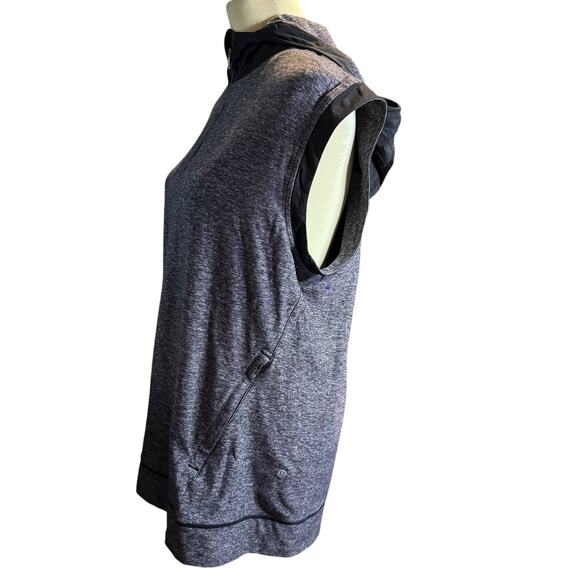 Lululemon Men's Sleeveless Half Zip Hoodie Vest, Heather Gray and Black, Large - Picture 6 of 7